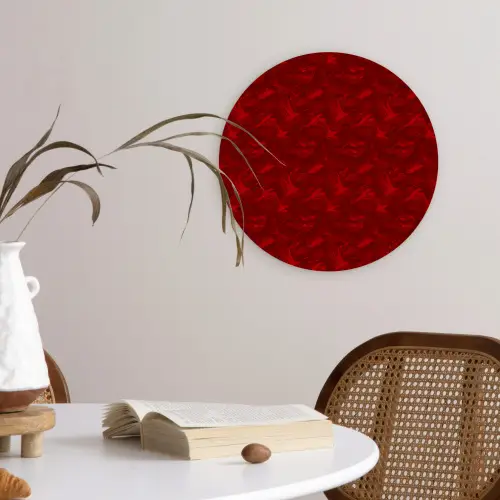 Rood - Vogel - Patroon Wandcirkel plexiglas klein 852 -sfeer4