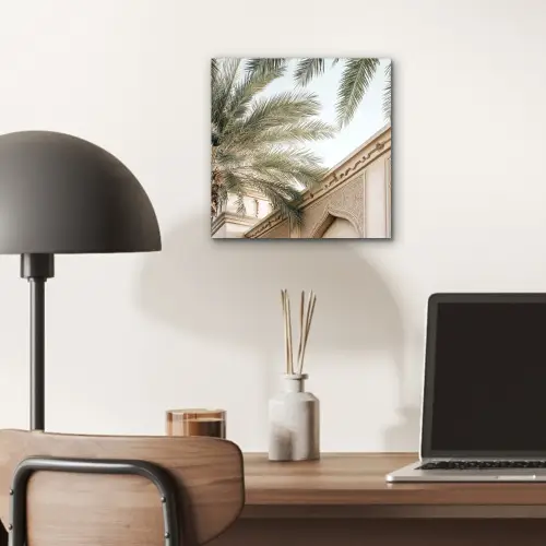 Gebouw - Palmbomen - Beige - Zon aluminium wit klein -sfeer5