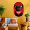 Amor - Hond  - Hartje - Rood Wandcirkel Ovaal Glas middel -sfeer4