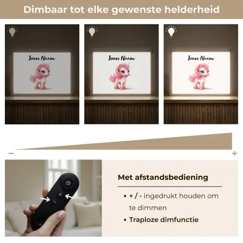 Unicorn - Meisjes - Kinderen - Eenhoorn - Roze Light Box met batterij (Wandlamp kind) middel -USP_dimbaarNL
