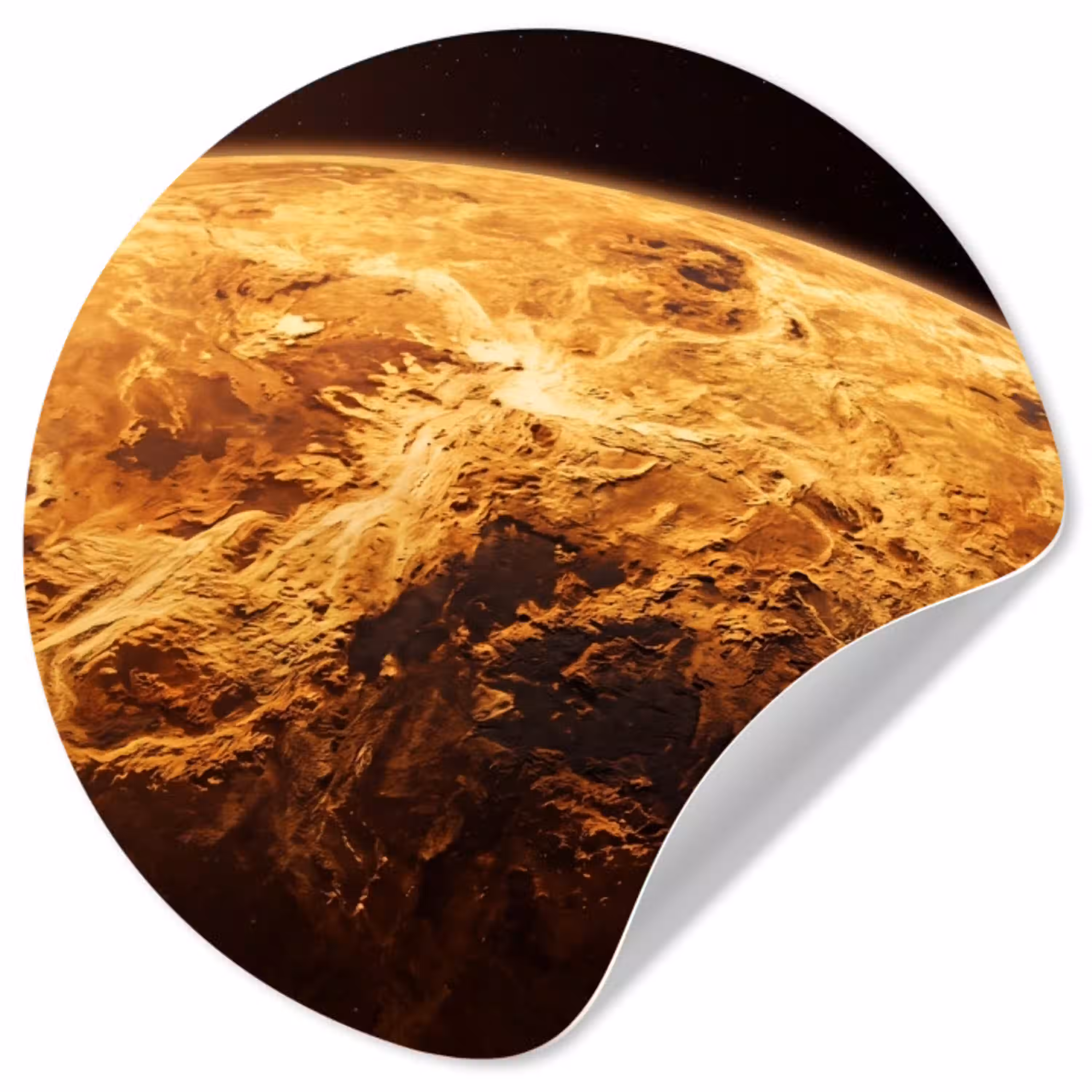 Planeet - Ruimte - Oranje Wandcirkel behangsticker klein -3d