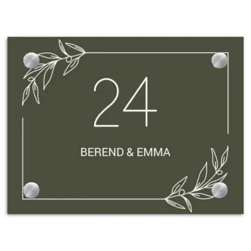 Olijfgroen - Klassiek Naambord Rechthoek middel -3d