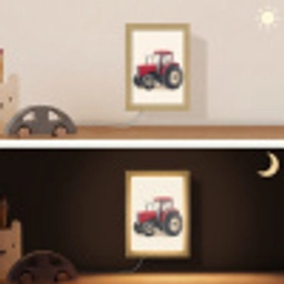 Trekker - Minimalistisch - Illustratie - Rood Light Box met kabel (Wandlamp kind) klein -sfeer3_kind