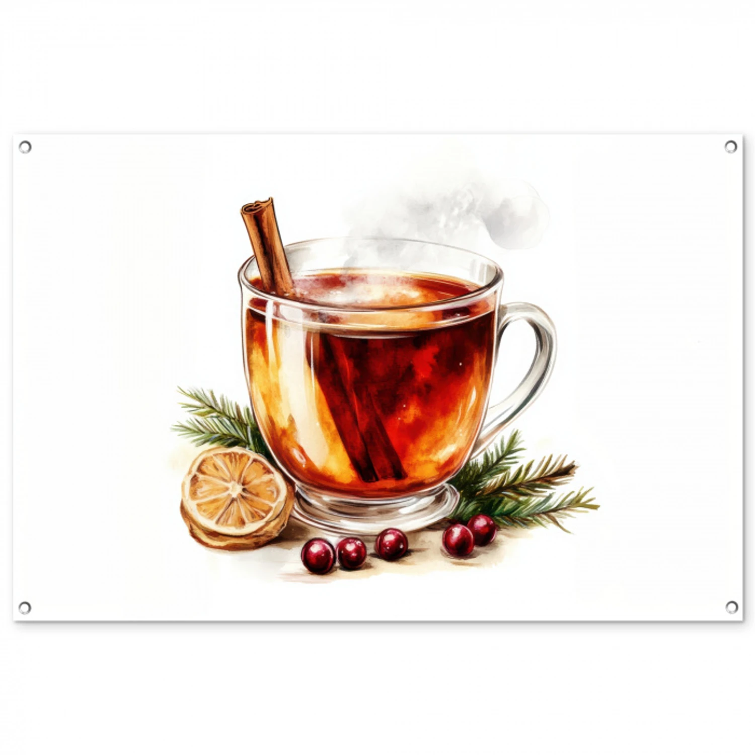 Thee - Warm - Winter - Sfeer tuinposter los doek groot -3d