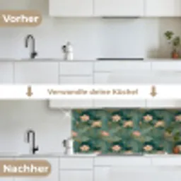 Botanisch - Bloemen - Roze keuken achterwand 2 middel 871 -voor-na_DE