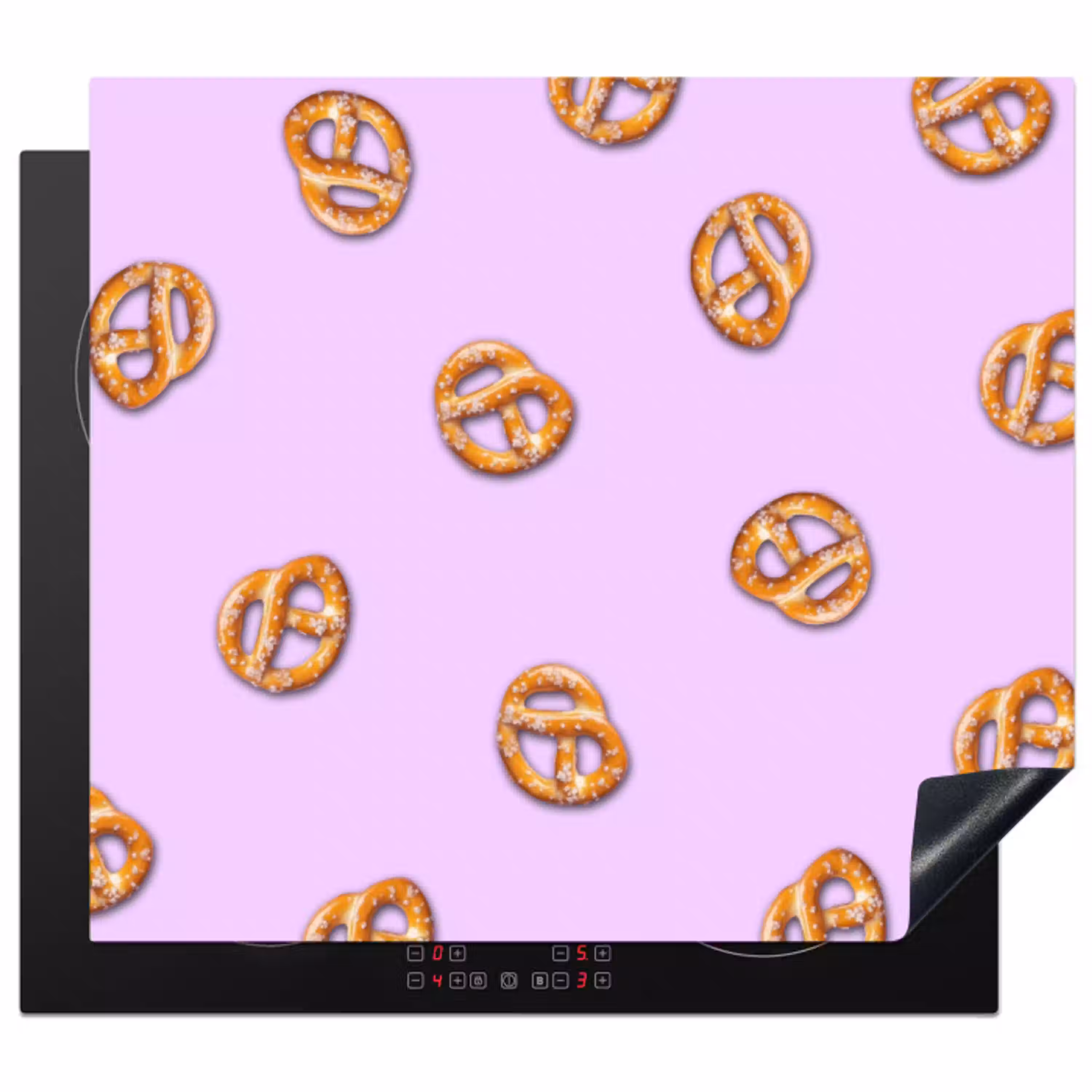 Pretzels - Eten - Paars Inductie beschermer vinyl 3mm middel -3d