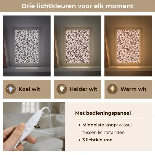 Vlekken - Beige - Luipaard Light Box met kabel (Tafellamp) klein 925 -USP_lichtkleurNL