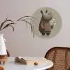Neushoorn - Witte bloemen - Lief Akoestische PET Vilt - Rond klein -sfeer3