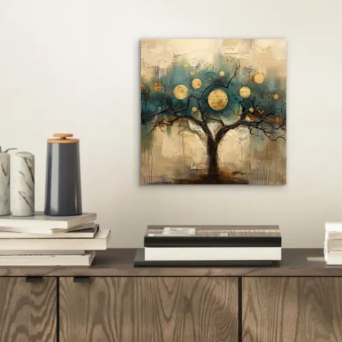 Boom - Kunst - Maan - Watercolor aluminium wit klein -sfeer1