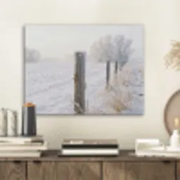 Hek - Sneeuw - Mist - Platteland - Nostalgisch PET vilt klein -sfeer1