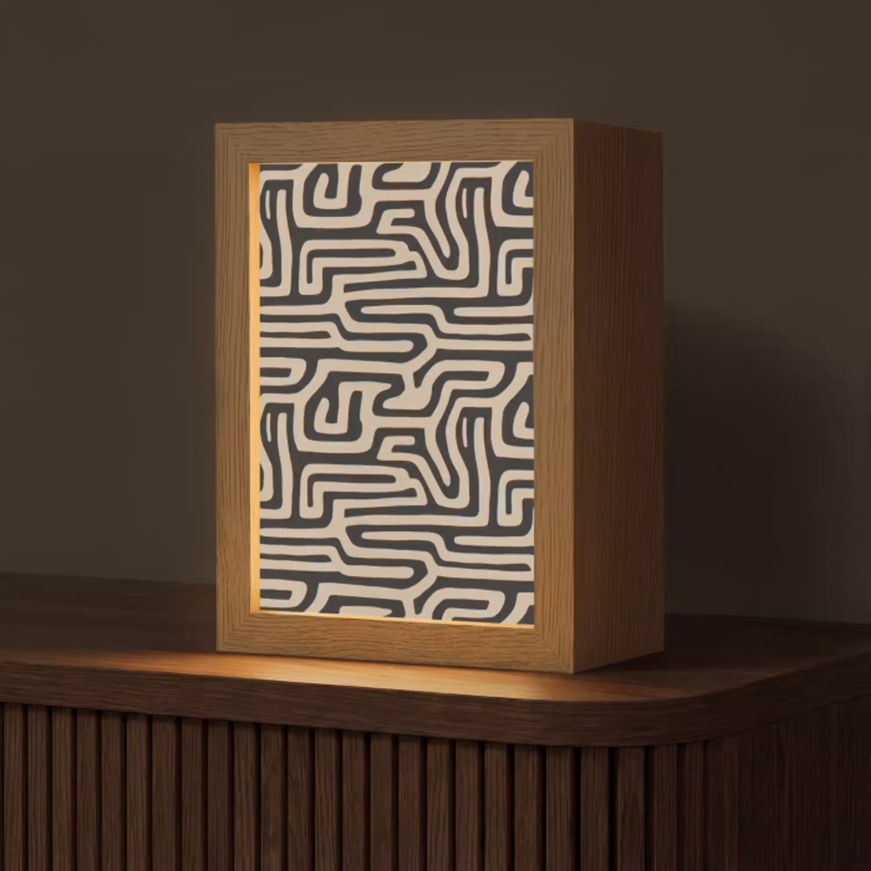Grafisch - Lijnen - Zwart Light Box met kabel (Tafellamp) klein 925 -z3d_website