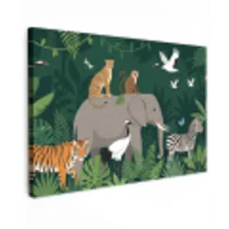 Tropisch - Jungle -  Groen canvas 2cm klein -z3d