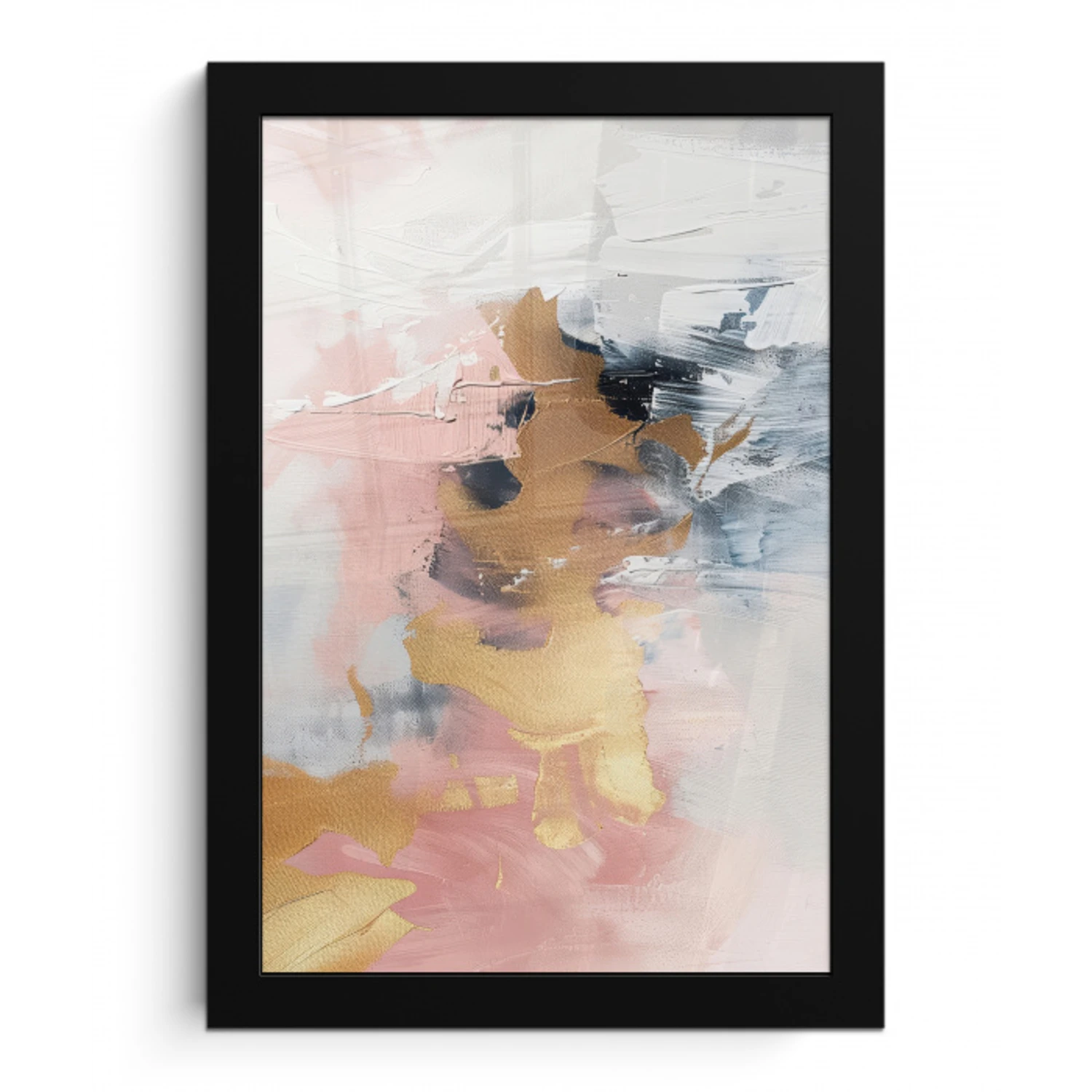 Abstract - Pastel kleuren - Goud - Modern - Aesthetic fotolijst zwart zonder passe partout klein -3d