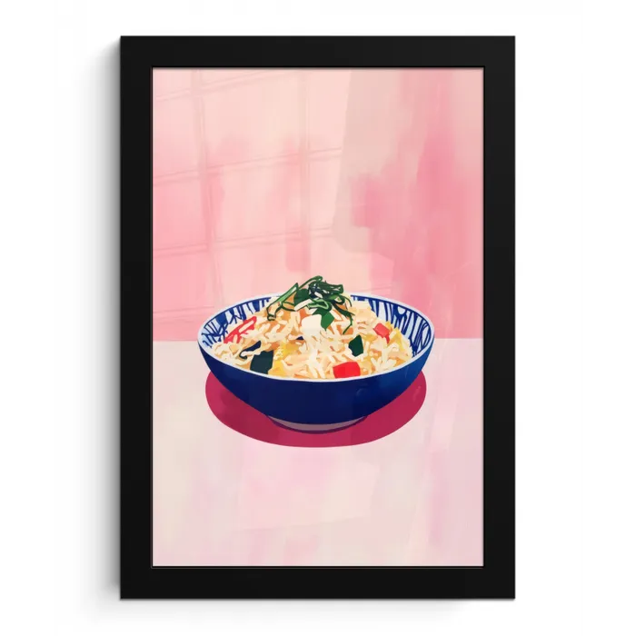 Rijst - Illustratie - Kom - Groente fotolijst zwart zonder passe partout klein -3d