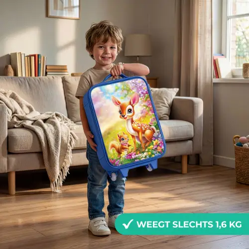 Hertje en eekhoorn in kleurrijk bloemenveld Kinderkoffer - Blauw klein -sfeer2_NL
