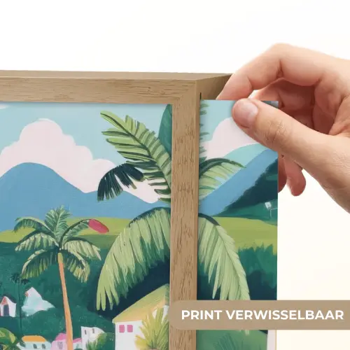 Kleurrijk - Huizen - Heuvels - Roze Light Box met batterij (Wandlamp) middel -USP_websiteprintNL