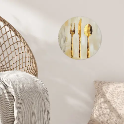 Verf - Goud - Bestek Wandcirkel behangsticker klein -sfeer4