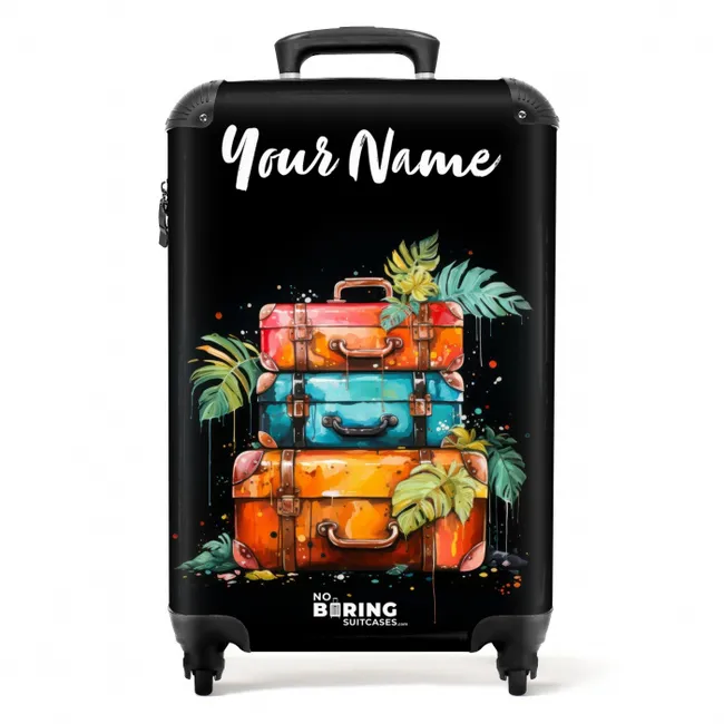 Stapel Koffers als Street Art NBS - Handbagage koffer - Kinderen Unisex middel -productfoto_recht