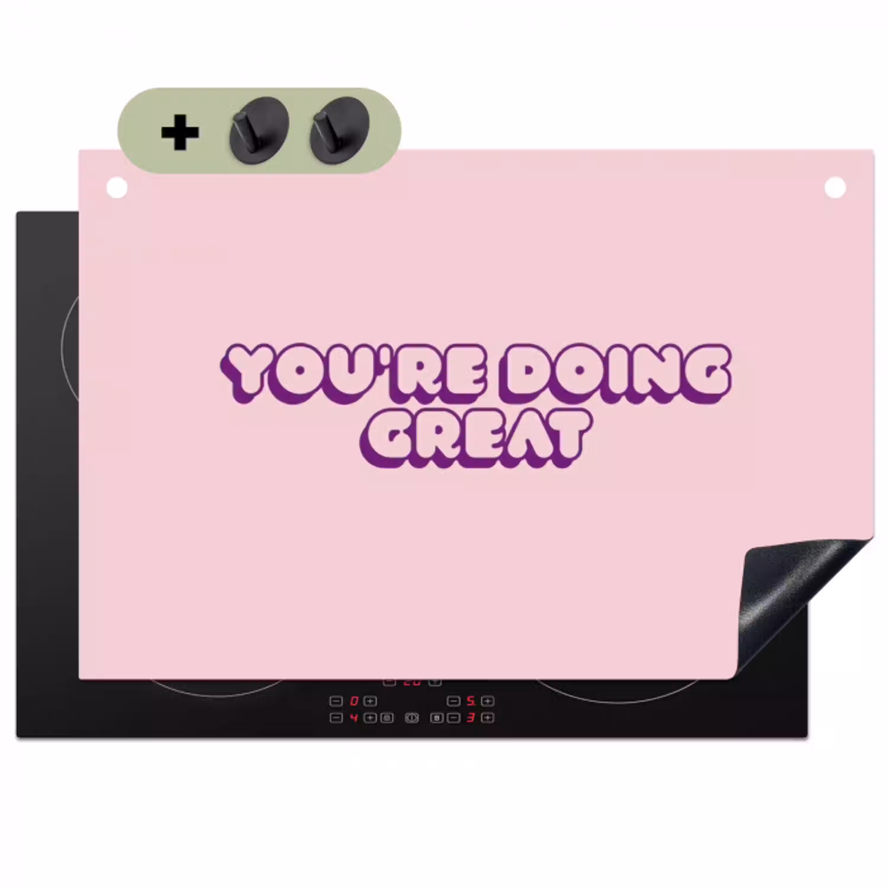 You're doing great - roze - 3D Inductie beschemer met haakjes klein -3d
