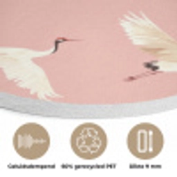 Modern - Kraanvogels - Roze Akoestische PET Vilt - Rond klein 838 -closeup_NL