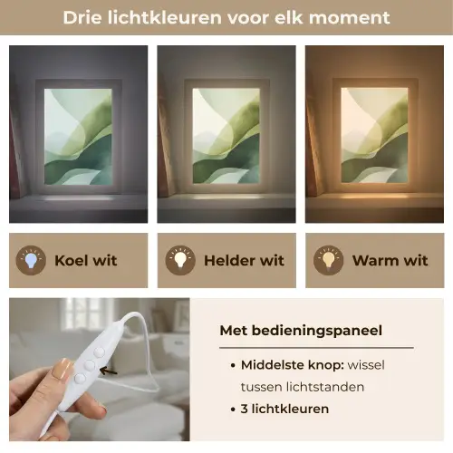 Golven - Abstract - Lichtgroen - Sierlijk Light Box met kabel (Tafellamp) klein -USP_lichtkleurNL