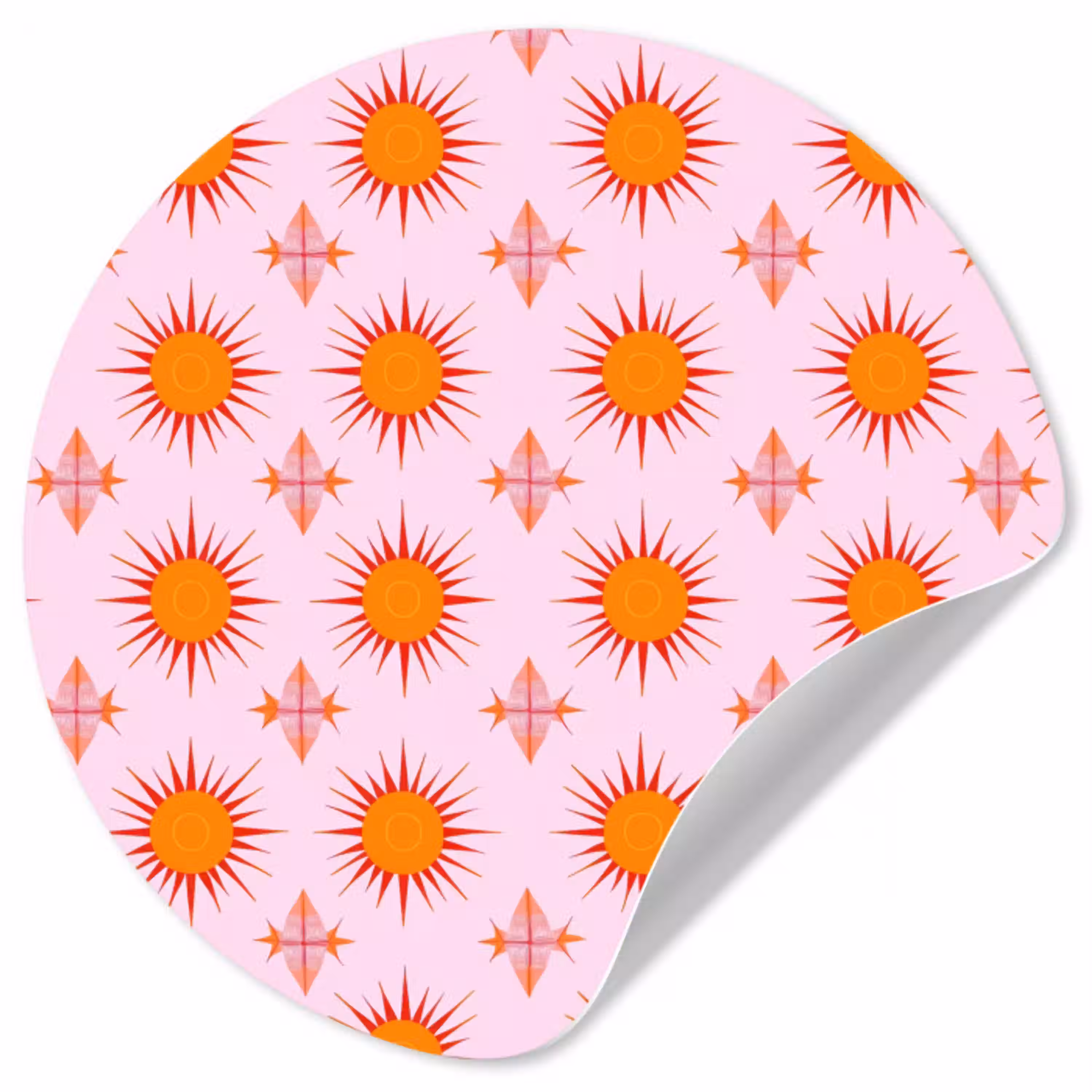 Zon - Patroon - Roze Wandcirkel behangsticker klein 186 -3d