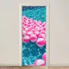 Strandballen - Roze - Water deurposter klein -3d_beige