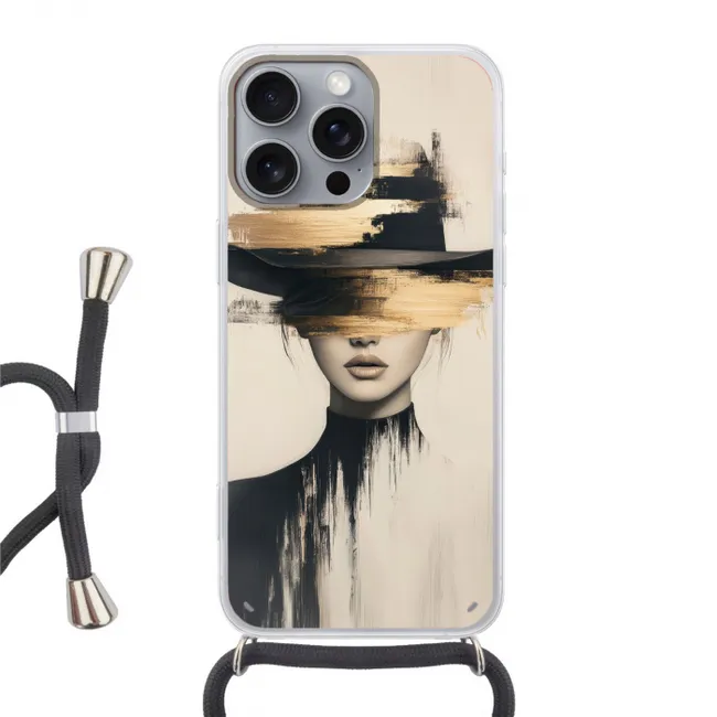 Telefoonhoesje met koord - Vrouw - Hoed - Verf
