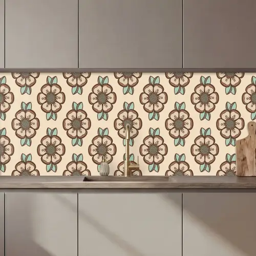Retro - Bloemen - Design keuken achterwand 2 middel 871 zz_3dshopping