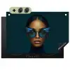 Vrouw - Vlinder - Bril - Blauw - Modern - Portret Inductie beschemer met haakjes klein -3d