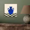 Vaas - Blauw - Geblokt - Modern aluminium wit klein -sfeer2