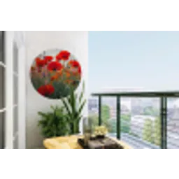 Klaproos - Bloemen - Rood - Paars - Weide Wandcirkel tuinposter met ringen klein -buiten1