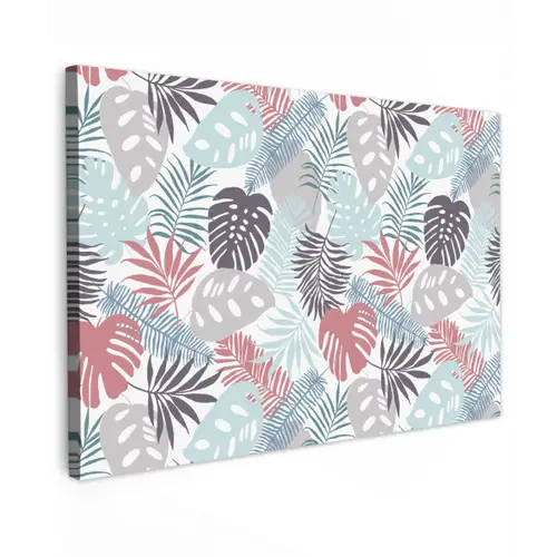 Bladeren - Jungle - Pastel - Tropisch Tuinposter op houten frame 2 cm dik klein -3d