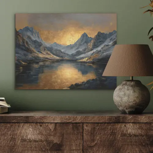 Berglandschap met Gouden Zonsondergang PET vilt klein -sfeer2