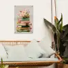 Boeken - Stapel - Bloemen - Kleurrijk tuinposter los doek klein -sfeer7