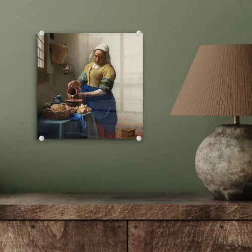 Het melkmeisje - Schilderij van Johannes Vermeer plexiglas 5mm klein -sfeer3