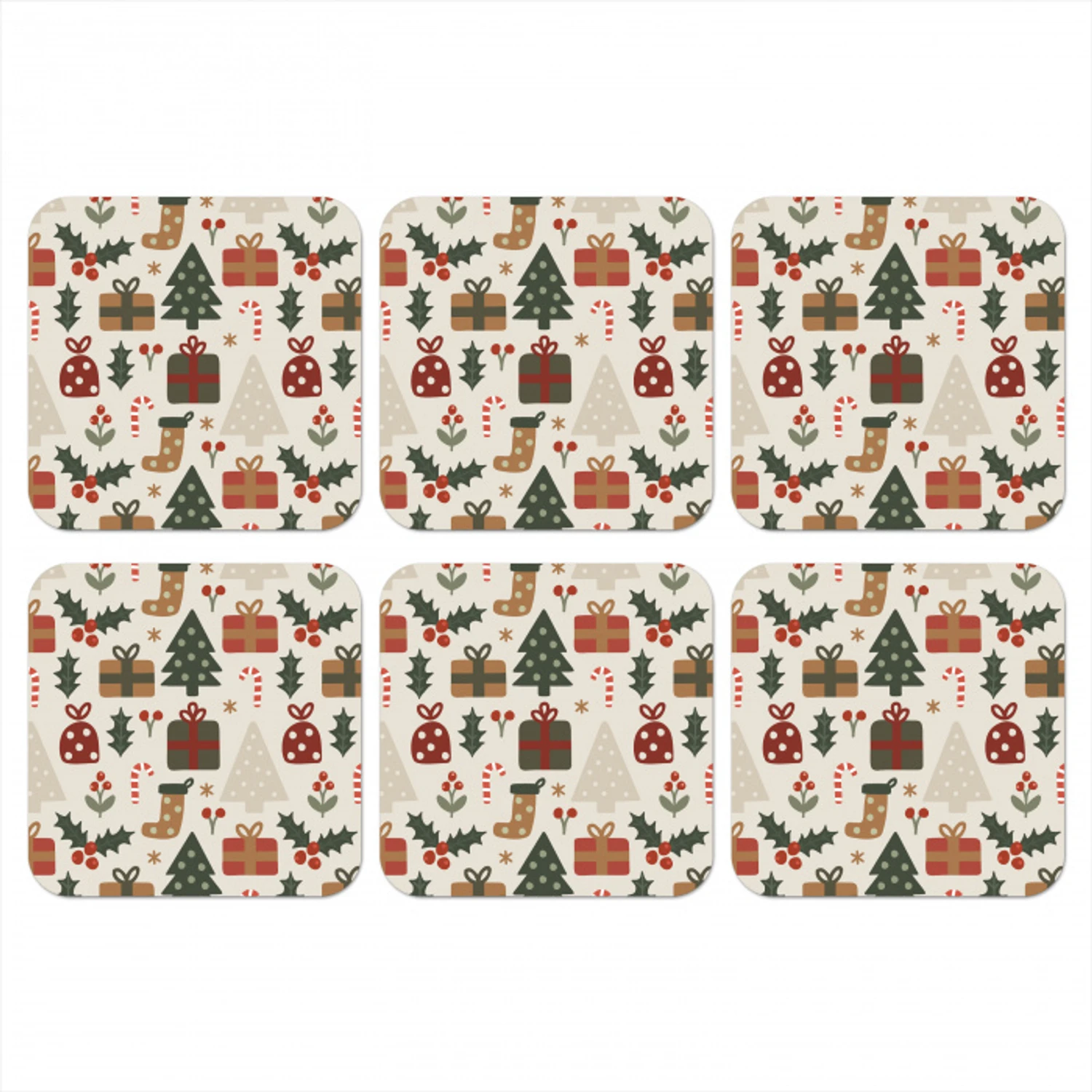 Illustratie - Kerstfiguren - Beige onderzetter kurk middel 366 -3d