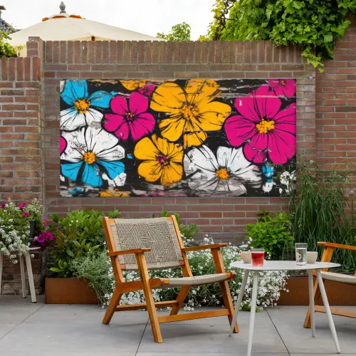Street Art - Bloemen - Mix Tuinposter op houten frame 2 cm dik xxl -sfeer3