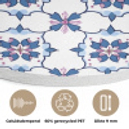 Modern - Patroon - Blauw - Roze Akoestische PET Vilt - Rond klein 838 -closeup_NL