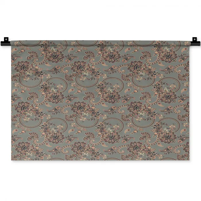 Donker - Bloemen - Sierlijk Wandkleed katoen klein 269 -zz3d