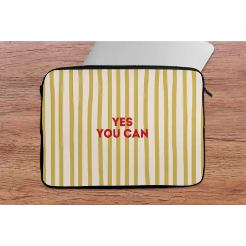 Strepen - Abstract - Yes you can - Rood laptophoes neopreen klein -tafel