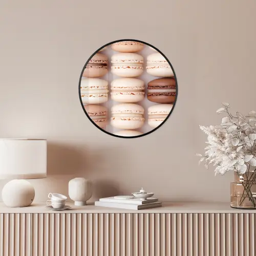 Macarons - Beige - Bruin Fotolijst rond zonder passe partout klein -sfeer3