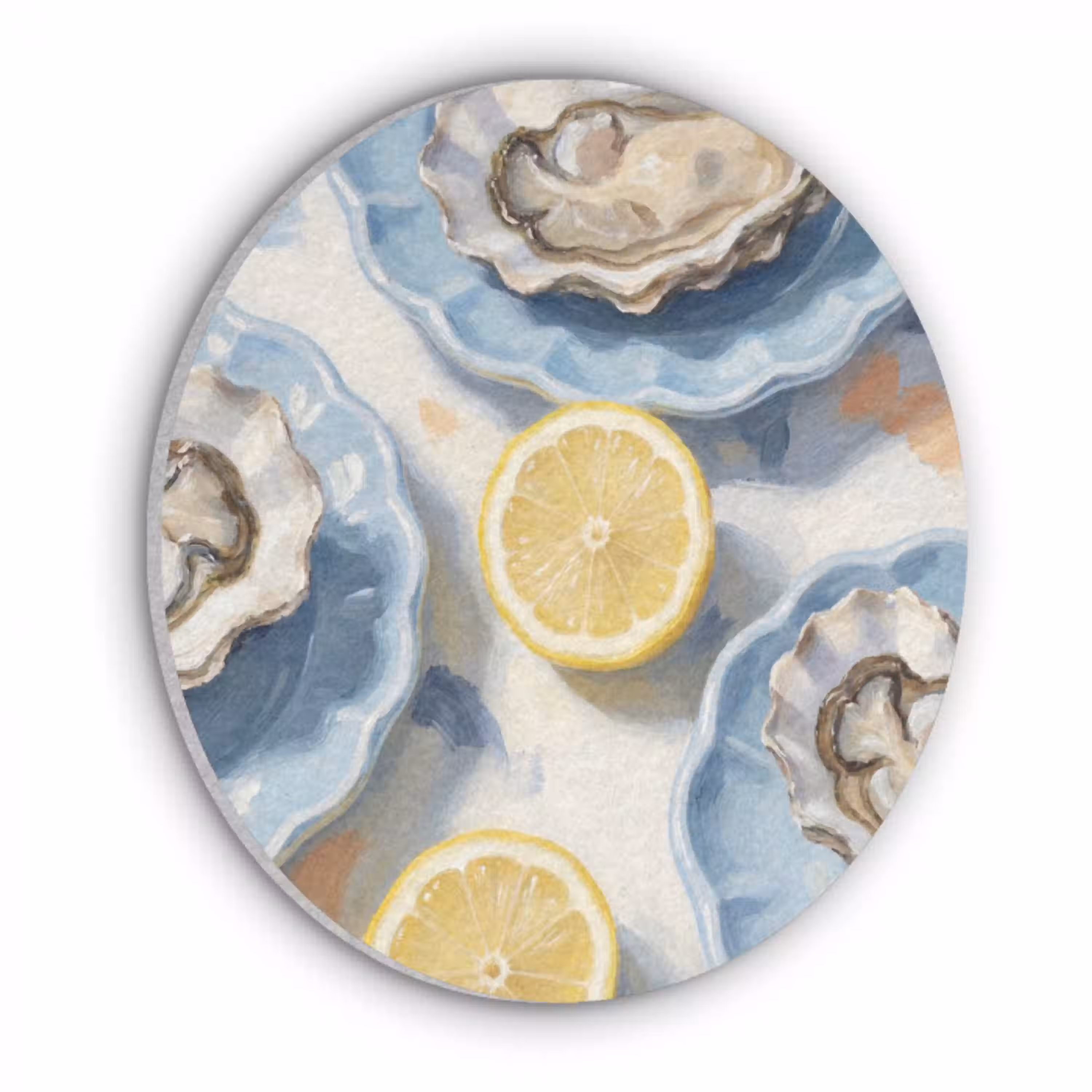 Eten - Oesters - Citroenen - Modern - Geel Akoestische PET Vilt - Rond klein -3d