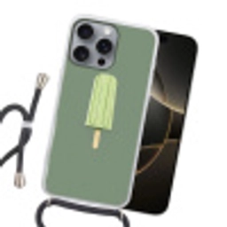 Groen - Waterijsje - Stokje - Illustratie Hoesje iPhone 16 Pro Max met koord klein -sfeer1