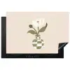 Vaas - Geruit - Bloem - Groen Inductie beschermer vinyl 3mm klein -3d