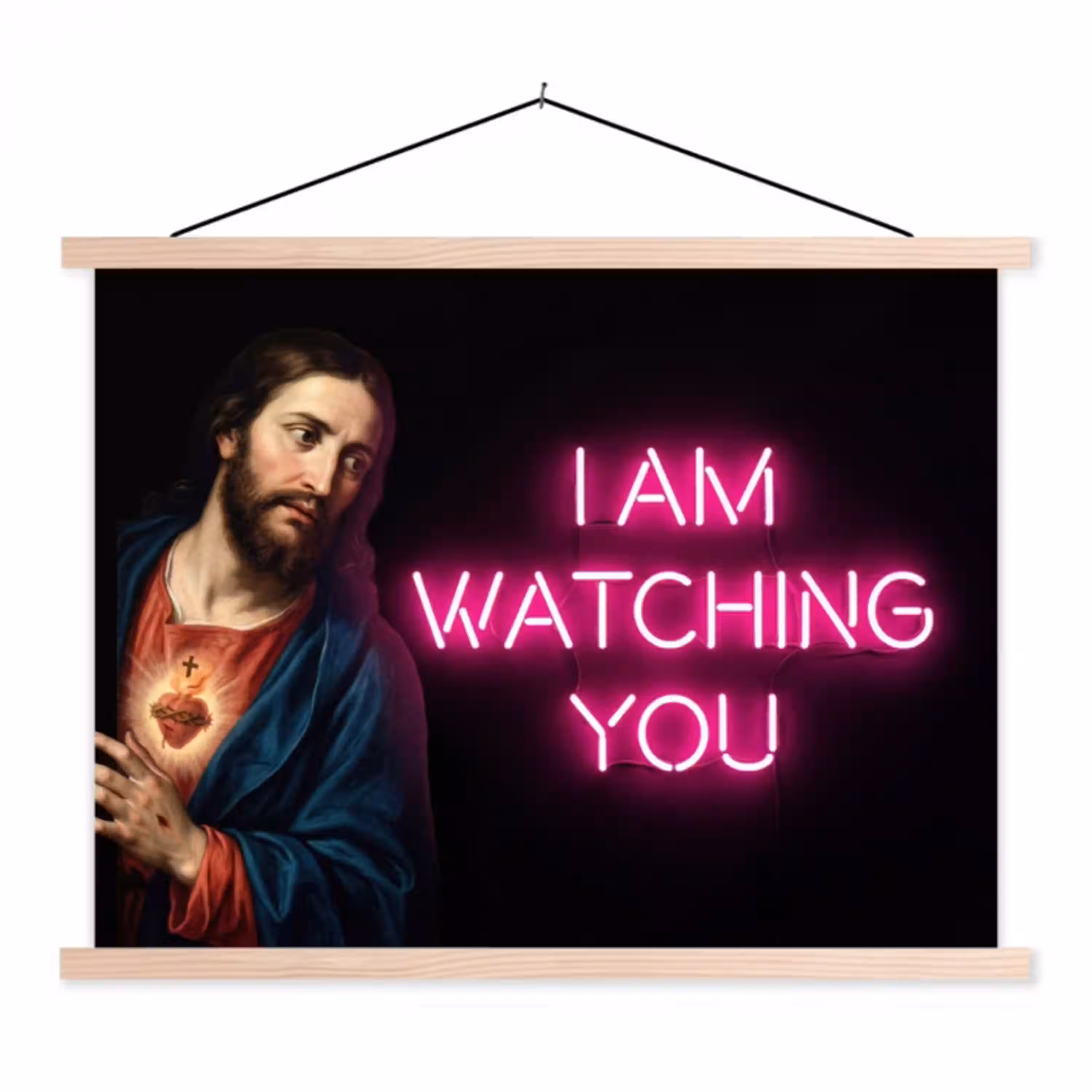 Man - Tekst - Neon textielposter latten blank klein -3d