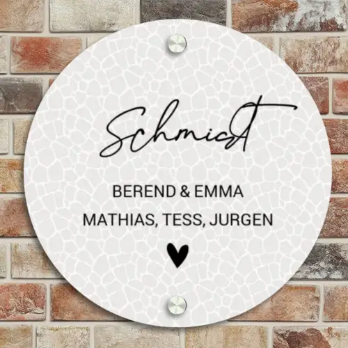 Lichte mozaïek - Sierlijk Naambord Rond klein -sfeer2
