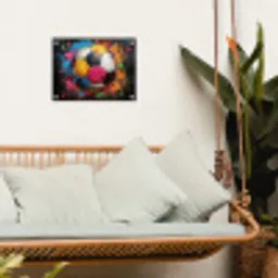 Kleurrijke Voetbal tuinposter los doek klein -sfeer7