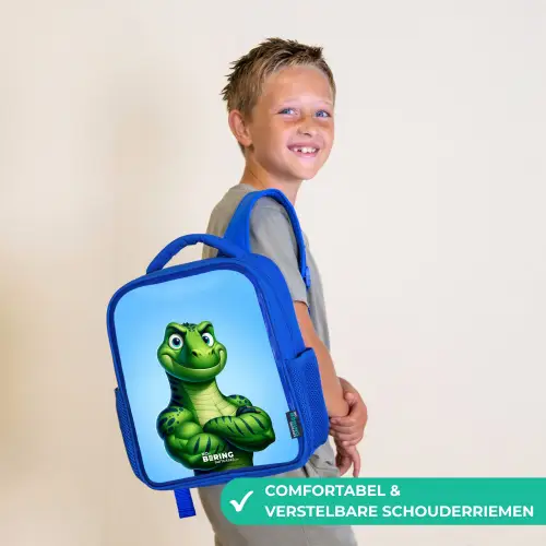 Spierbundelsaurus Kinderrugzak - Blauw middel -sfeer3_NL