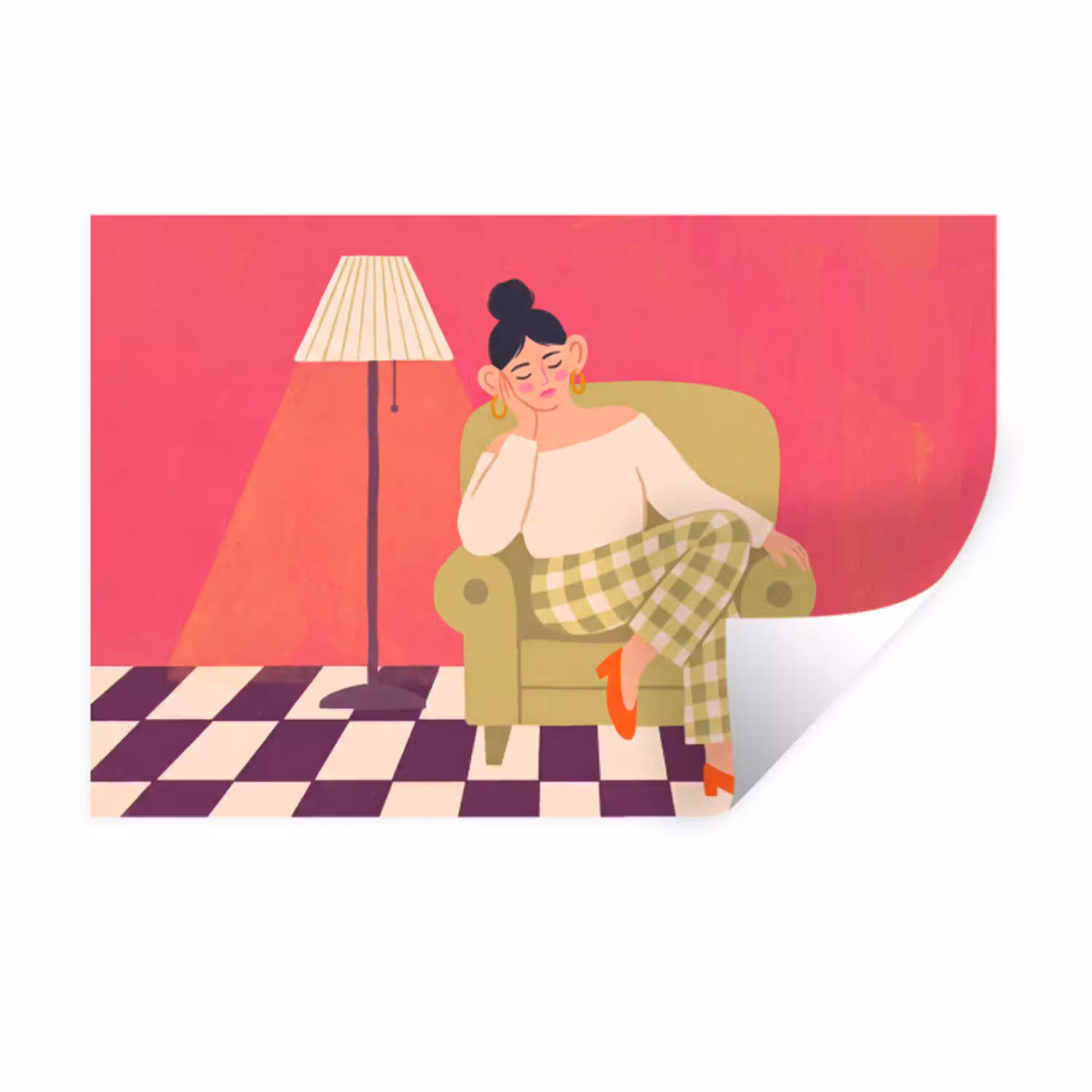 Vrouw - Rust - Interieur - Modern - Kunst Muursticker klein -3d